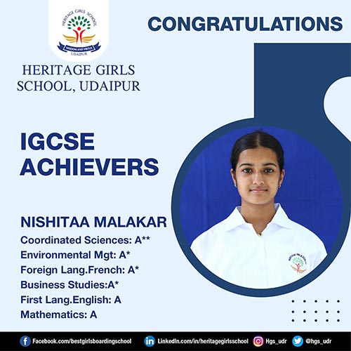 Nishitaa Malakar, IGCSE achiever at Heritage Girls School
